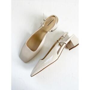 Ann Taylor Ivory Patent Leather Slingback Heels - Size 11